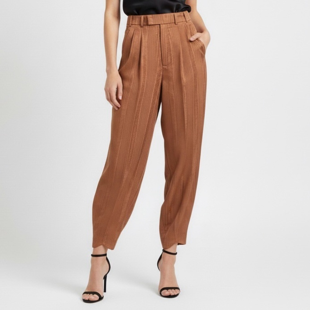 Gucci Orange Taffeta Moire Pleated Barrel Leg Pants - 36/25" Waist 🇮🇹
